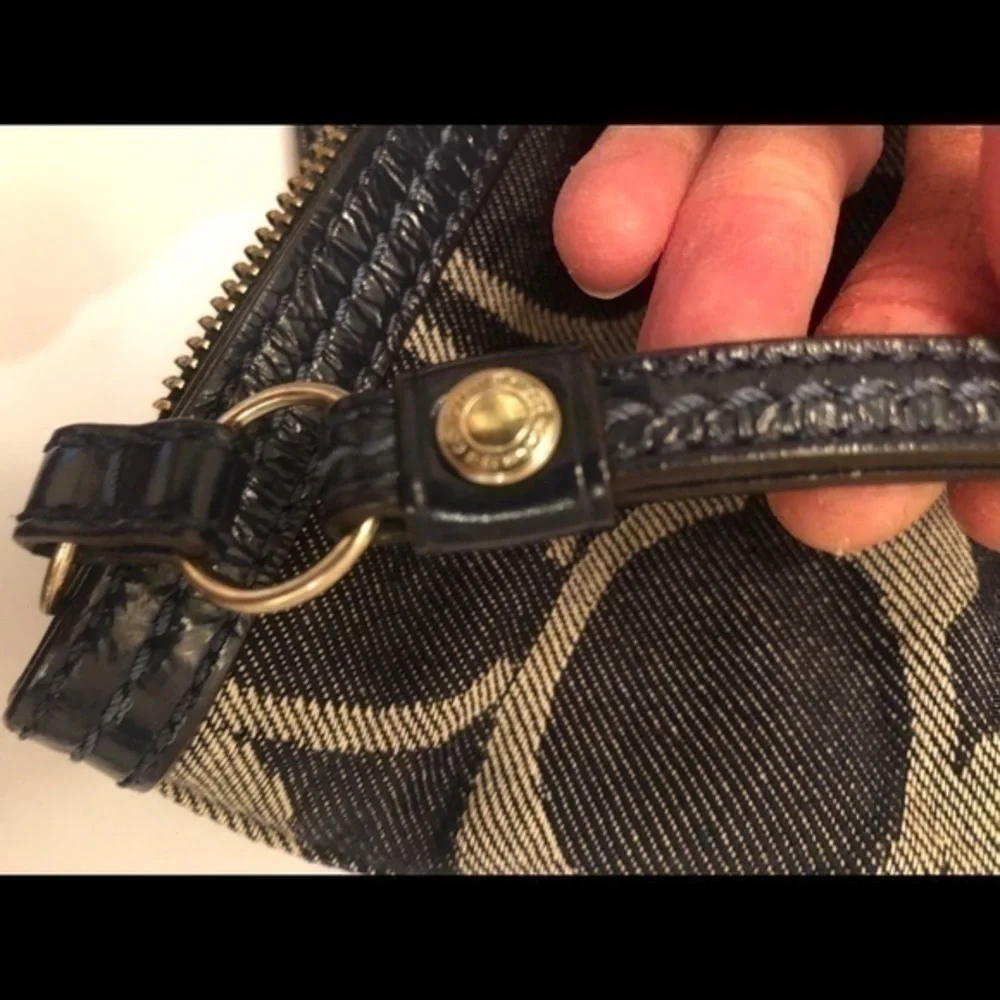 Coach 12546 signature legacy stripe denim tote bag